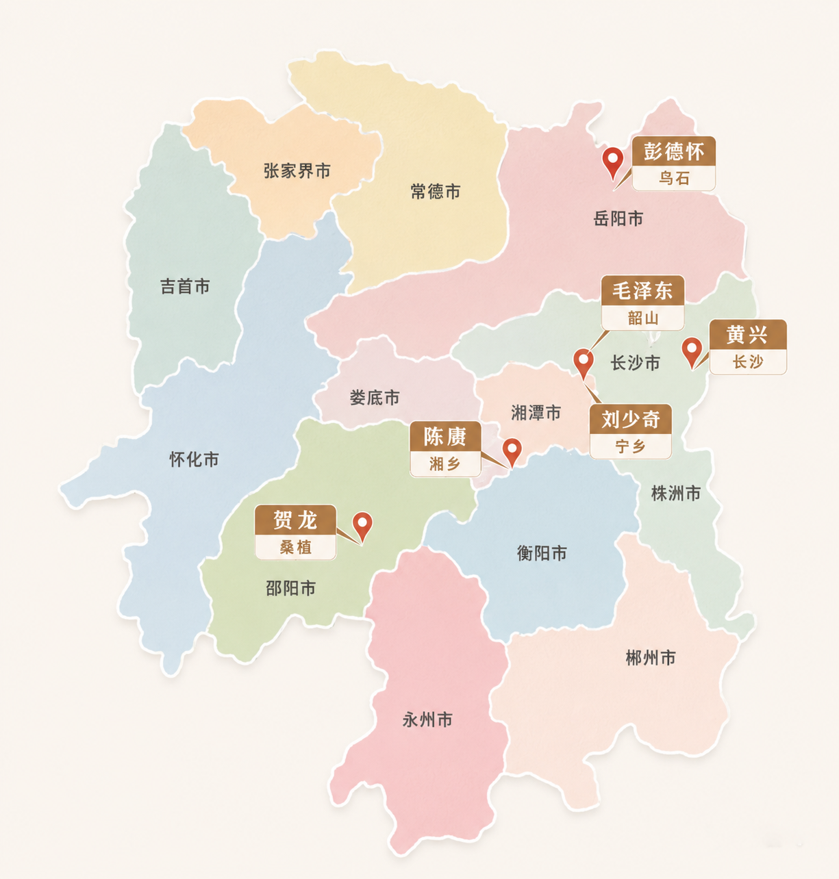 湖南行政区划红色人物地图